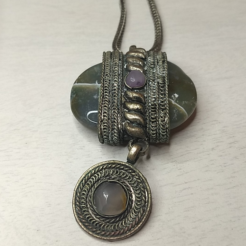 Antiqued Statement Boho Tribal Necklace
